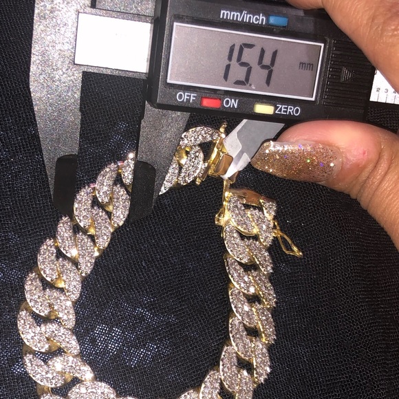 REAL DIAMOND Cuban link men bracelet 10k Gold Vermeil NOT CZ Free Appraisal SALE - Picture 5 of 6